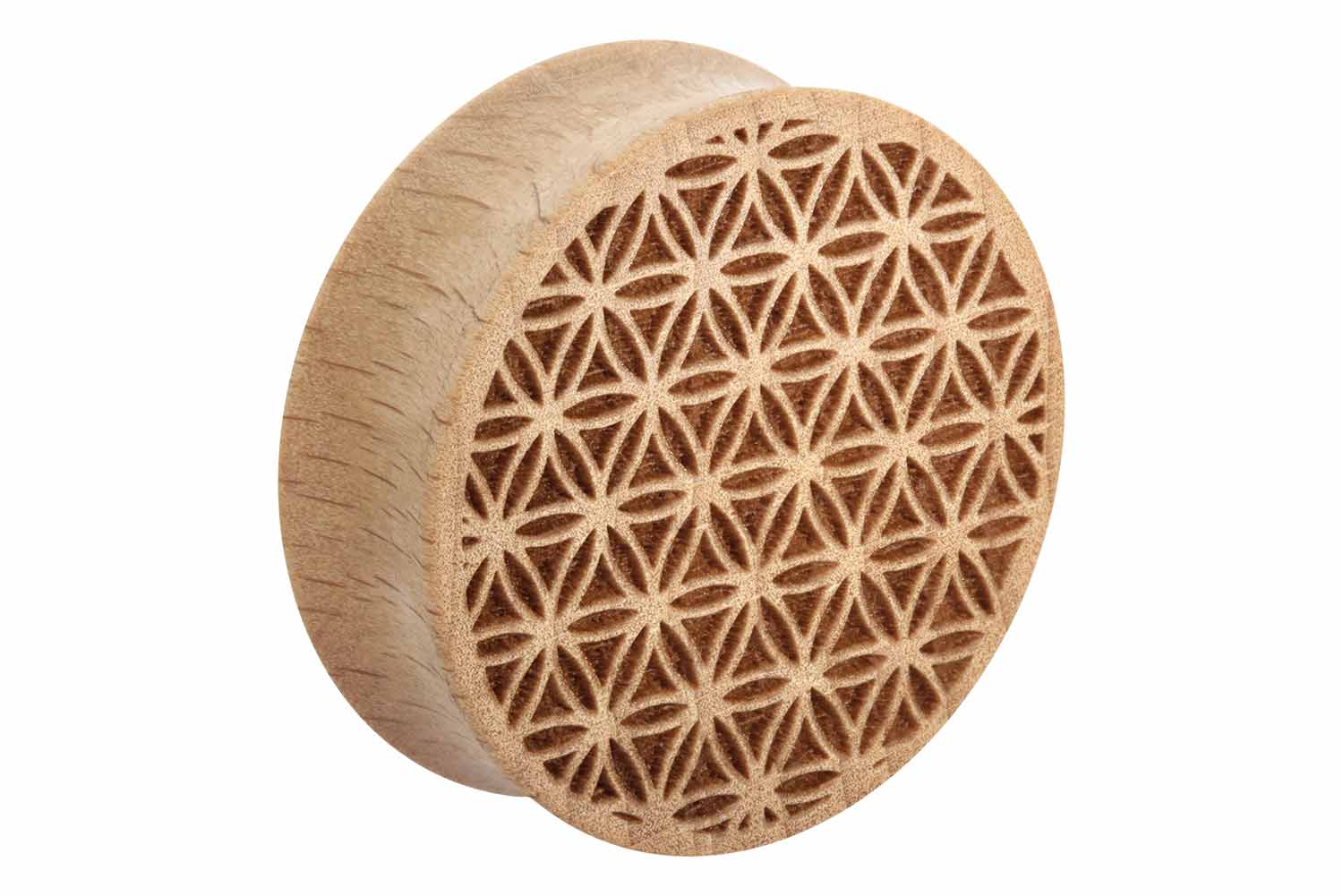 Holz Double Flared Plug BLUME DES LEBENS ++SALE++ von Piercingline